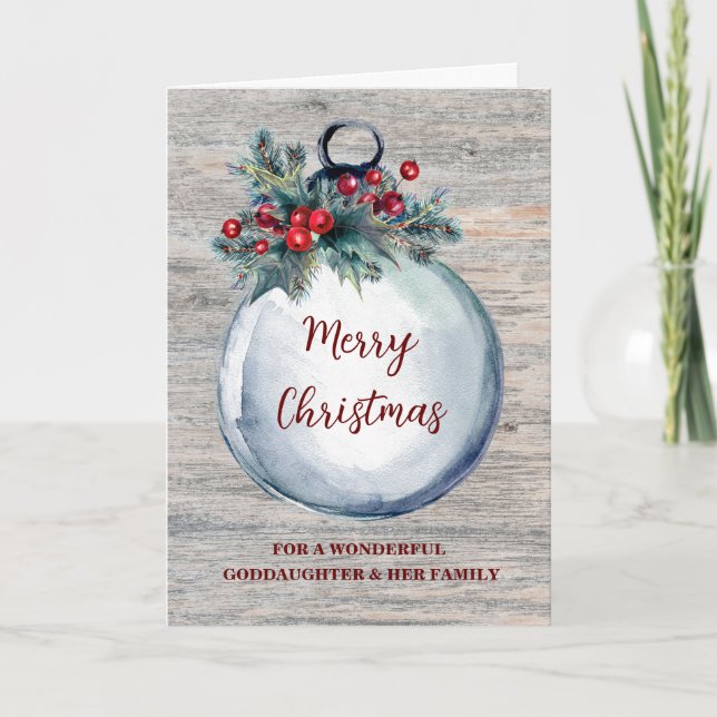 Carte Rustic Wood Godgirl & Noël de famille (Devant)