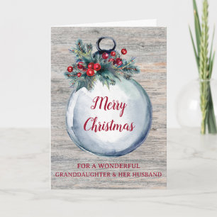Carte Rustic Wood Grandgirl & Son Mari Noël