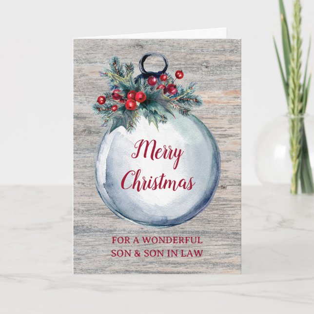 Carte Rustic Wood Son & Son en droit Joyeux Noël (Devant)