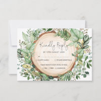 Rustique aquarelle verte Mariage de forêt RSVP