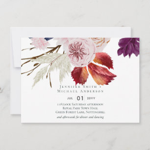Carte Rustique automne Citrouille Figs Fleurs Mariage