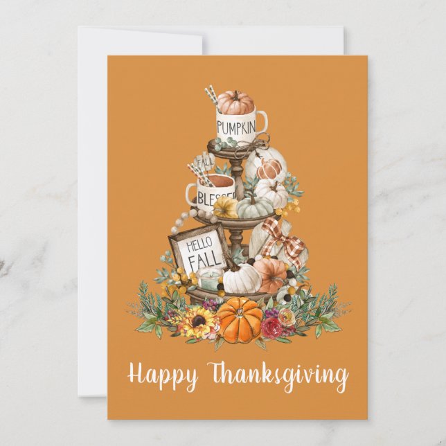 Carte Rustique Autumn Citrouille Bon thanksgiving Orange (Devant)