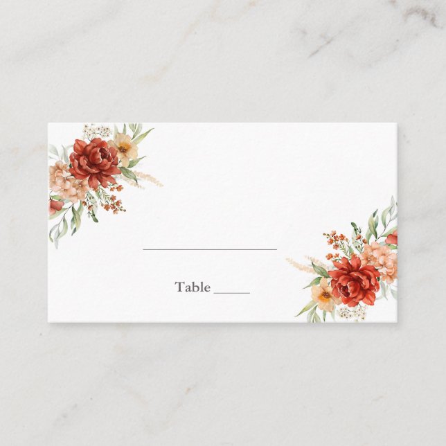 Carte Rustique Boho Floral Mariage Place (Devant)