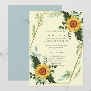 Carte Rustique BOHO Sunflowers Mariage de verdure