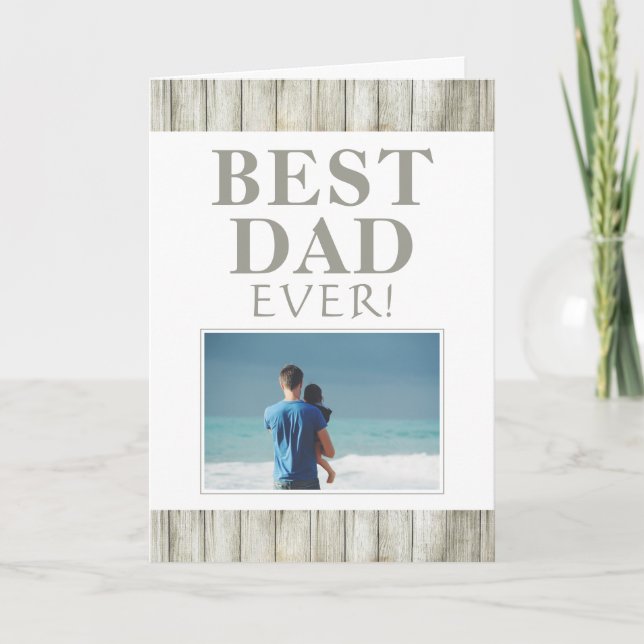 Carte Rustique Bois meilleur papa photo de la fête du Pè (Devant)