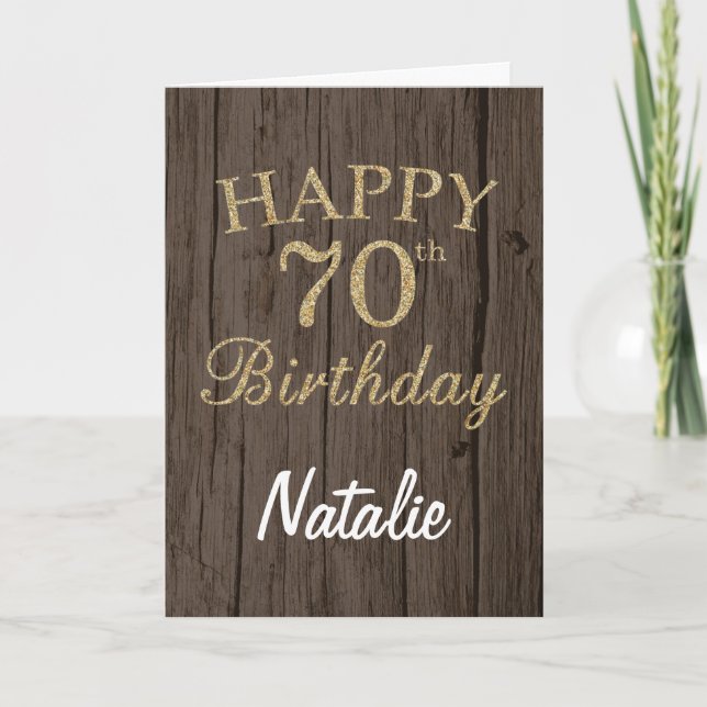 Carte Rustique Brown et Parties scintillant d'or 70e car (Devant)