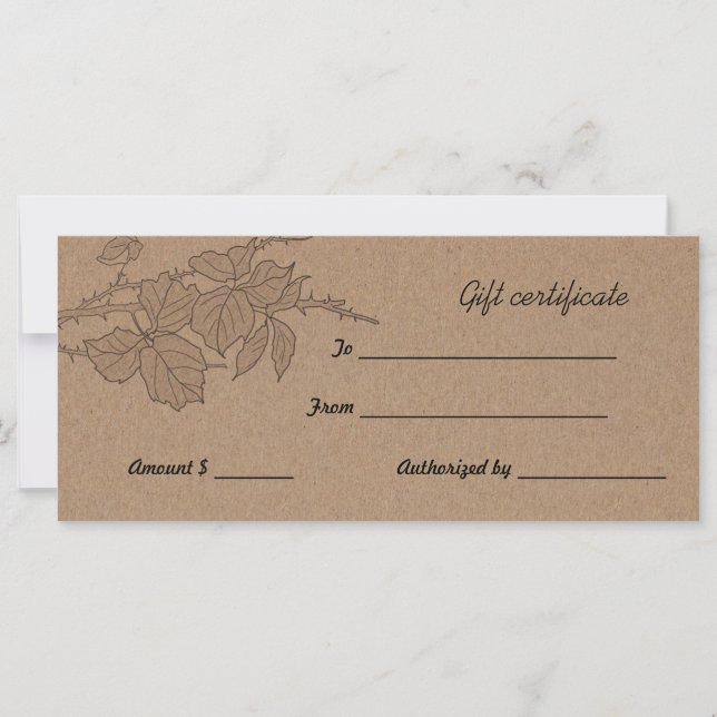 Carte Rustique Brown Kraft Feuille de papier certificat  (Devant)