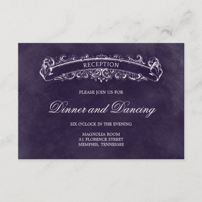 Carte Rustique Chic Mariage - Violet (Devant)