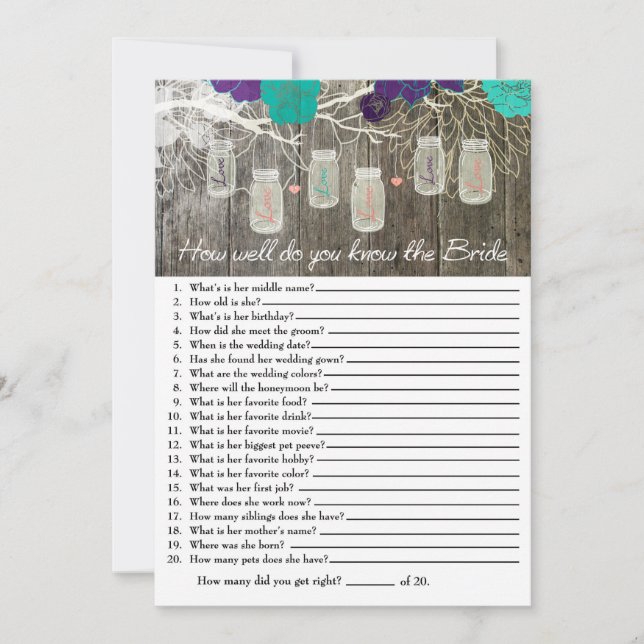 Carte Rustique Comment bien connaissez-vous le jeu de ma (Devant)