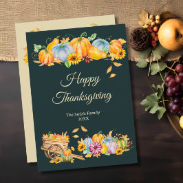 Carte Rustique de vacances Thanksgiving Citrouille