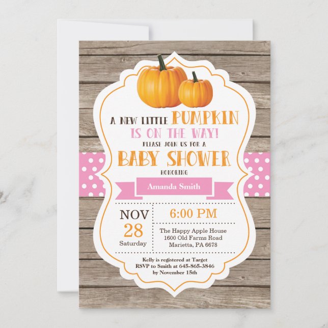 Carte rustique d'invitation de baby shower de (Devant)