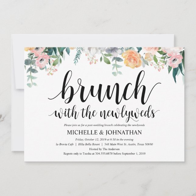 Carte rustique d'invitation de brunch de mariage (Devant)