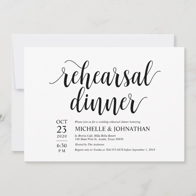 Carte rustique d'invitation de dîner de répétition (Devant)