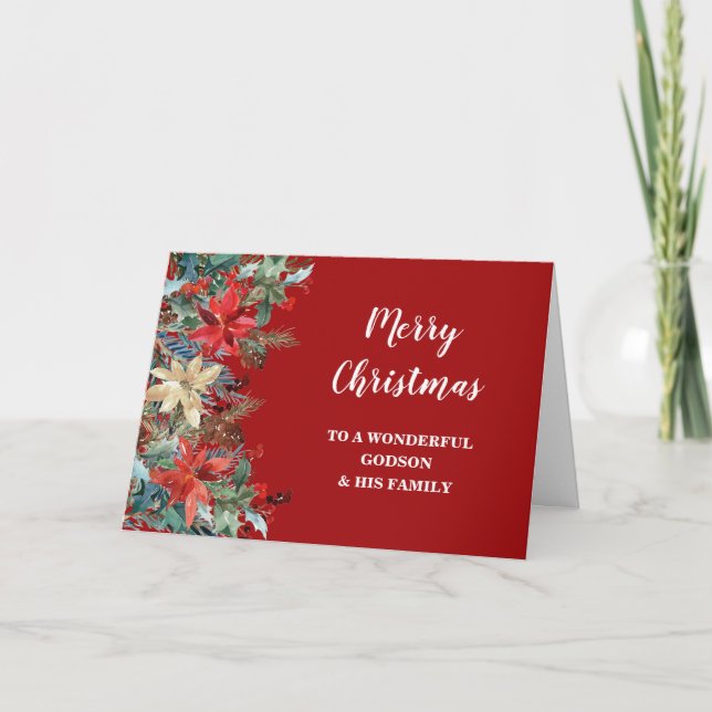 Carte Rustique Floral Godson & Family Joyeux Noël (Devant)