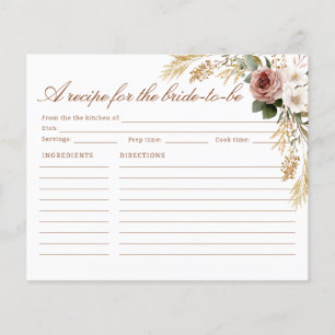 Carte Rustique Floral Recette pour la future marié