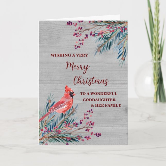 Carte Rustique Godgirl & Famille Joyeux Noël (Devant)