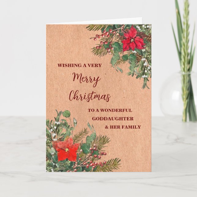 Carte Rustique Godgirl & Famille Joyeux Noël (Devant)