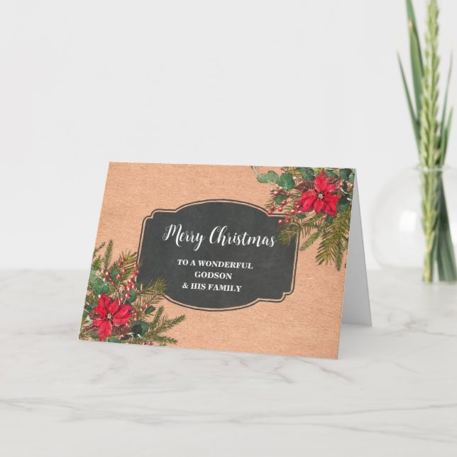 Carte Rustique Godson & Family Joyeux Noël (Devant)