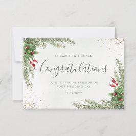 Carte Rustique hiver verdure Berries Pine Cone Mariage