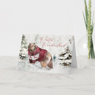Carte Rustique hiver Wonderland Bear dans la neige