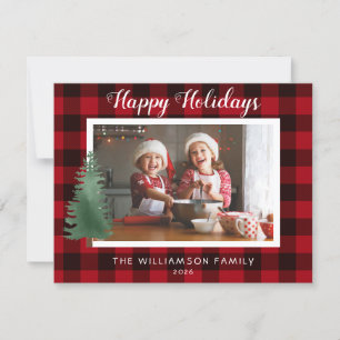 Carte Rustique Joyeux Joyeux Vacances Plaid Photo Famill