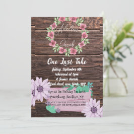 Carte Rustique Mariage floral en bois