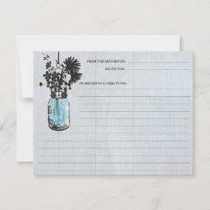 Carte Rustique Mason bleu Jar & Fleur sauvage Rece