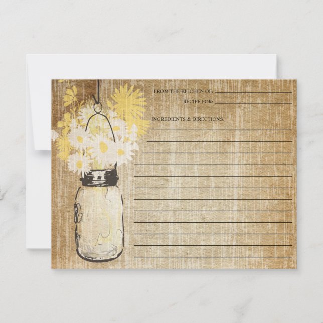 Carte Rustique Mason Jar et Fleur sauvage | Recette (Devant)