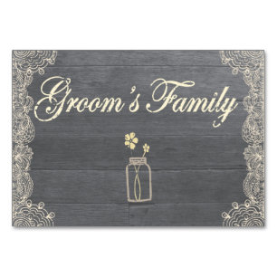 Carte Rustique Mason Jar et Lace Groom Family Tabl