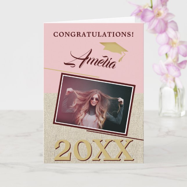 Carte Rustique moderne Dusty rose Graduate photo Graduat (Orchidée)