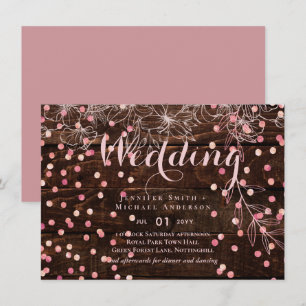 Carte Rustique moderne Dusty Rose rose Confetti Mariage
