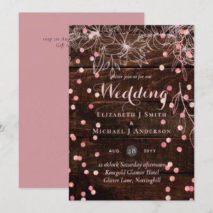 Carte Rustique moderne Dusty Rose rose Confetti Mariage