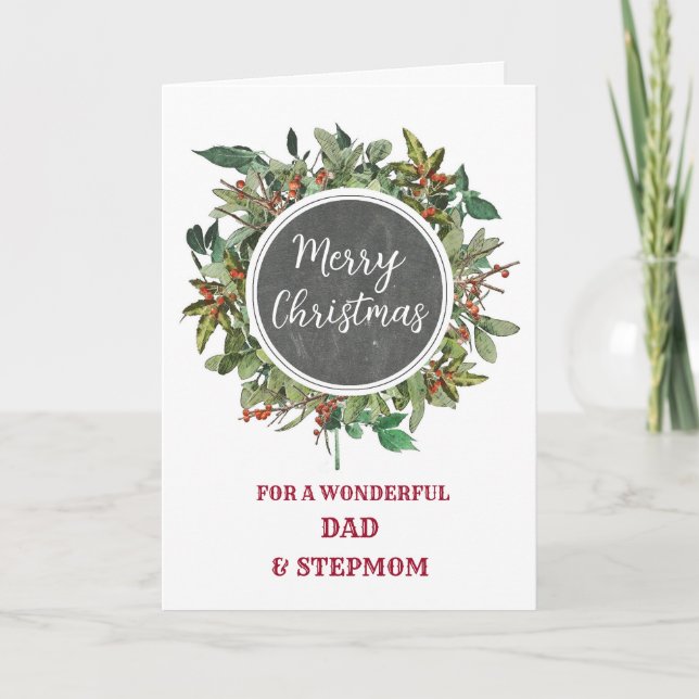 Carte Rustique Papa et StepMom Joyeux Noël (Devant)