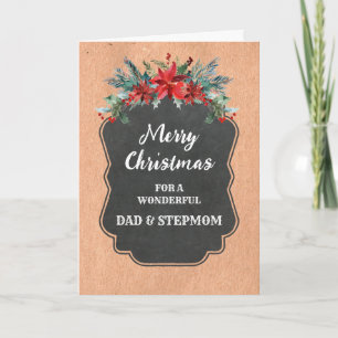 Carte Rustique Papa et StepMom Joyeux Noël
