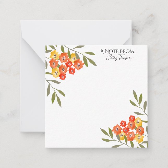 Carte Rustique personnalisée aquarelle florale (Devant)