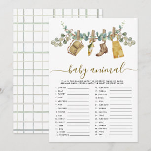 Carte Rustique Petit Pêcheur Bébé Animal Douche