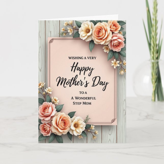 Carte rustique pour mamans heureuses (Devant)