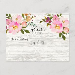Carte Rustique rose & violet Aquarelle Florale Rec