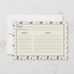 Carte Rustique Thanksgiving automne Feuilles Recette