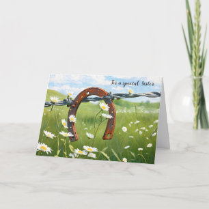 Carte Rusty Horseshoe pour l'anniversaire de soeur