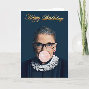 Carte Ruth Bader Ginsburg Bubble Gum Rose Joyeux Anniver