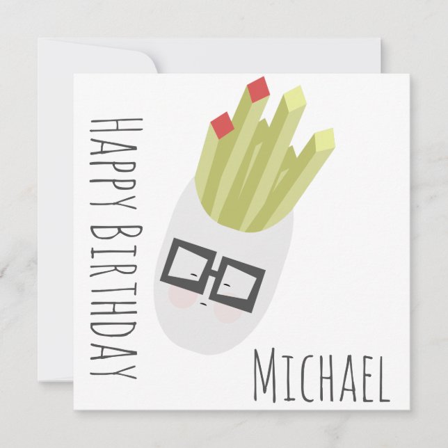 Carte Sac de Fries Carton mignon Anniversaire (Devant)