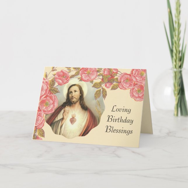 Carte Sacré Coeur de Jésus Frontière Florale (Devant)