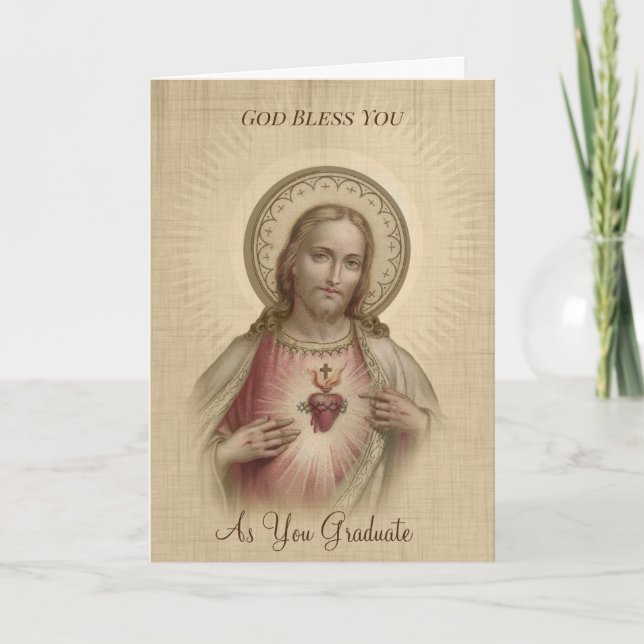 Carte Sacré Coeur de Jésus Graduation religieuse (Devant)