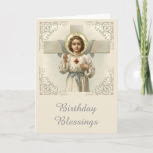 Carte Sacré Coeur de l'Enfant Jésus avec Croix