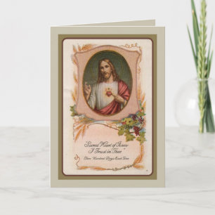 Carte Sacré Coeur Jésus Sympathie Condolence Crucifix