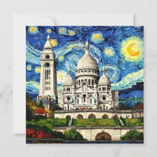 Carte Sacre-Coeur Paris France Nuit étoilée