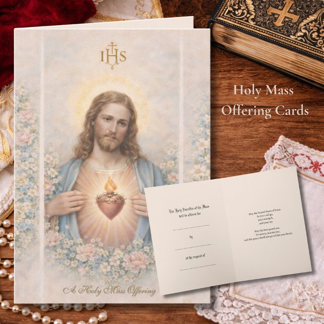 Carte Sacred Heart of Jesus  Catholic Mass Offering Card (Créateur téléchargé)