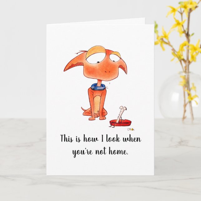 Carte Sad Dog Funny Pet Missing You Card (Fleur jaune)
