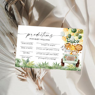 Carte Safari Animaux Baby shower de prédictions